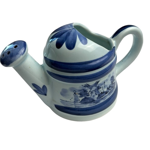 Vintage Ceramic Music Box Chadwick Miller Watering Can 1974 Blue Windmill Handle - Picture 1 of 6